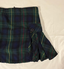 Lands’ End Uniform Plaid Side Pleat Skort Green Plaid Girls Size 8
