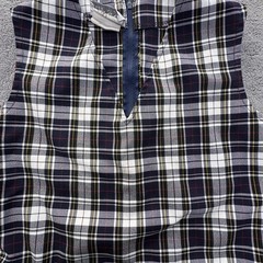 DENNIS Dress Girls 8 Blue Gray Plaid Uniform School Skirt Pleated Drop Waist USA