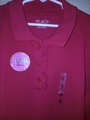 CHILDREN’S PLACE GIRLS UNIFORM BURGUNDY L/S POLO TOP SIZE XL (14)