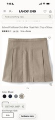 Lands End School Uniform Girls Box Pleat Skirt Top of Knee Pleat Khaki Size 6