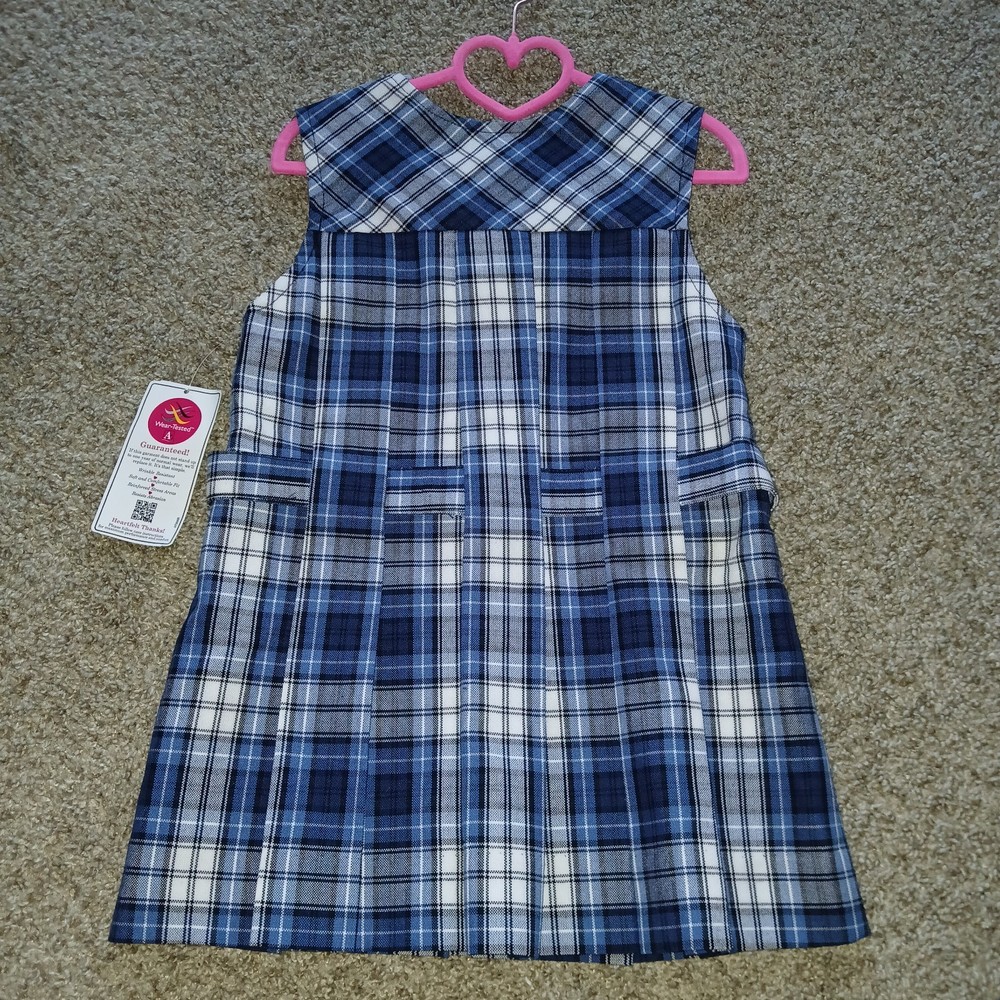 A+ Simply the Best Girls Plaid Jumper Dress Size 5 Blue School Uniform NWT