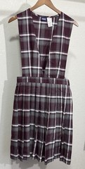 NWT French Toast Girl’s Burgandy Plaid V-Neck Pleated Jumper