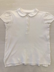 Lands End Large 6X/7 White Peter Pan Collar Ruffle Polo School Uniform Shirt LOT