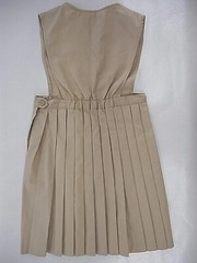Girls A+ Khaki V-Slit Knife Pleat Uniform Dress Reg. & 1/2 Sizes 16 – 16 1/2