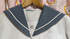 E186 ^_^Japanese SchoolGirl Uniform Summer! Excellent Cond. M. Embroidered