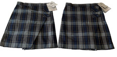 Becky Thatcher School Uniform Skorts Girls Size 10 Blue Plaid Side Zip 2 Skorts