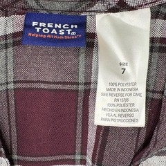 French Toast Girls Plaid VNeck Pleated Jumper Burgundy Gray School Uniform Size7