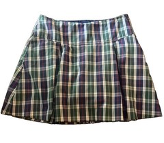 Dennis Girls Plaid Uniform Skort Size 14 Green Navy Red Built In Shorts USA