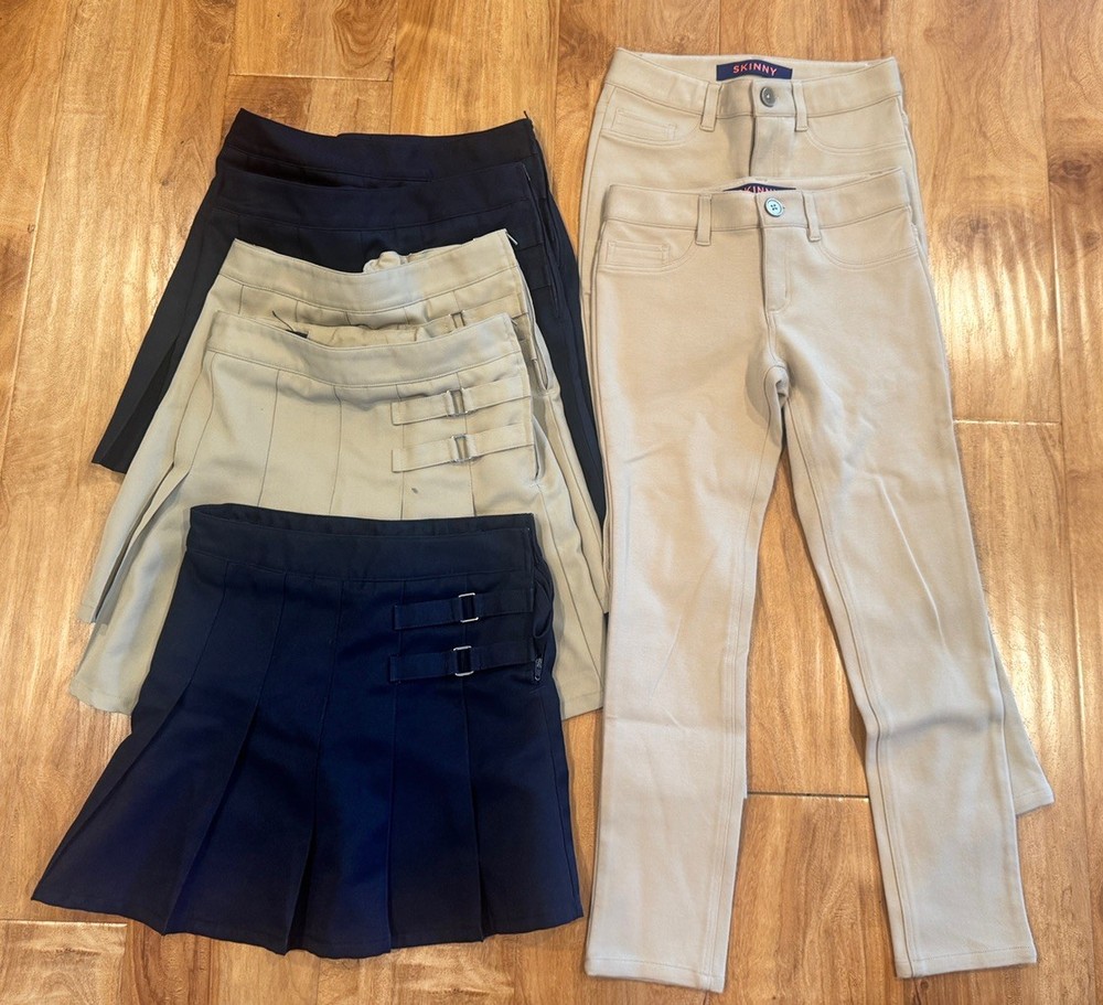Lot 7 French Toast Skirt Girls Adj Waist School Uniform Skort Pants khaki sz 7 8