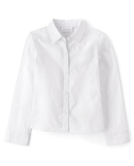 The Children’s Place,Girls,Long Sleeve Button Down Large, Solid White