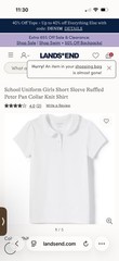 Lands End Large 6X/7 White Peter Pan Collar Ruffle Polo School Uniform Shirt LOT
