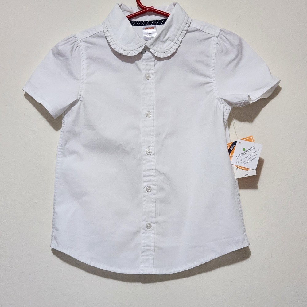 Gymboree Playproof Ruffle Poplin Button-Up Soft Girl Twee Light Academia Shirt 8