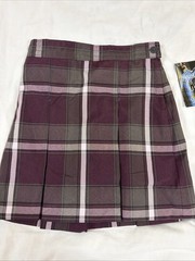 Dennis Uniform Girls Size 5 Burgundy James Plaid Skirt Zip Side NWT 868