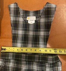 Dennis School Uniform girl Sz 8H Husky green yellow plaid jumper dress 18632A