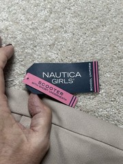 NWT Nautica Girls Tan Pleated Pull On Scooter Skort Sz 10 School Uniform Preppy