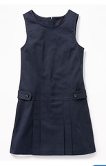 NWT Old Navy Uniform Blue Khaki Sleeveless Drop Waist Girls Jumper Dress Size 10