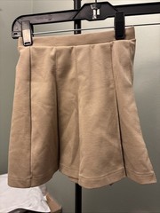 Lands Ends Girls Pleated Skirt Size 5 Beige School Uniform Elastic Waist