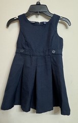 Chaps Girls Size S 4 Schoolwear Uniform Jumper Dress Navy Blue EUC pleats