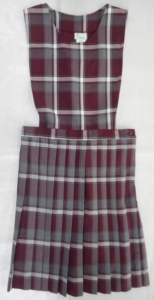 Girls Donald’s Maroon & Gray Plaid Knife Pleat Uniform Dress Reg. Size 18