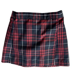 Dennis Uniform Skort Girls Size 4 Red Navy Plaid Polyester School
