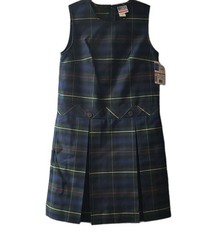 NWT Royal Park Uniforms Girls Plaid Jumper Dress Size 12 Made in USA