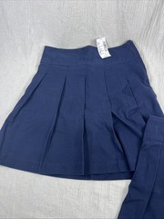 The Childrens Place Girls Sz 10 SLIM Navy Uniform Twill Woven Pleated Skort NWT