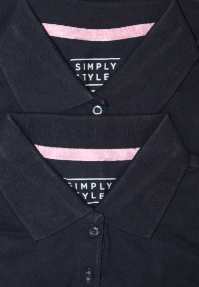 Simply Styled Girls’ Uniform Navy Blue Polo Shirts 2-Pack XLARGE (14/16)