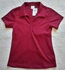 NWT Unik School Uniform Triple Button Collar Shirt GSU-02 BURGUNDY Girls 16