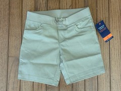 New French Toast Girls Pull-on Tie Front Shorts Stretch Khaki Size 7