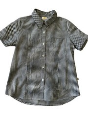 Dennis Uniform Girls G14 Shirt Top Black White Checked Short Sleeve Button Up