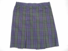 Girls R/K Green & Navy Plaid Kick Pleat Uniform Skirt 1/2 Size 7 1/2