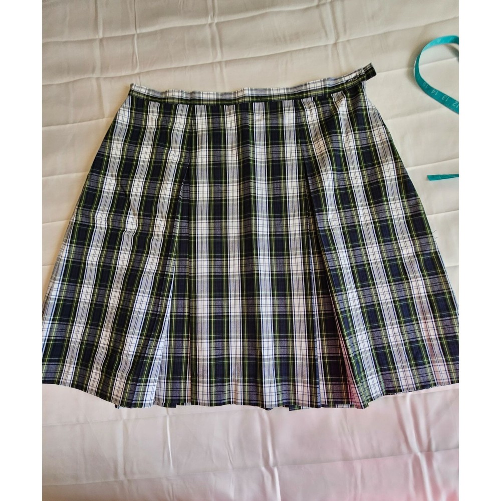 Becky Thatcher Elderwear Green Plaid School Skirt Uniform Size 20.5