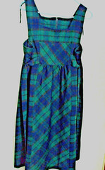 Girls SZ 16 Blackwatch Plaid Jumper Uniform Zipper and Tie Back Bib Front New M