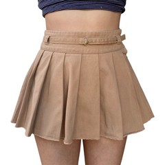 Zara Kids School Uniform Belted Pleated Khaki Tan Mini Skirt Girl’s Size 11-12