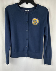 Lands’ End School Uniform Cardigan Sweater Navy Blu Detroit Country Day Sz S