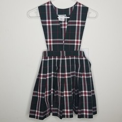 Dennis Uniform School Jumper Sequoia Green Plaid Girls 7 Pleated Skirt FLAWS